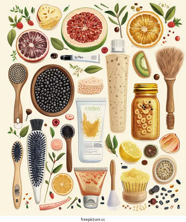 Natural skincare ingredients and cosmetic products. Beauty and health concept.