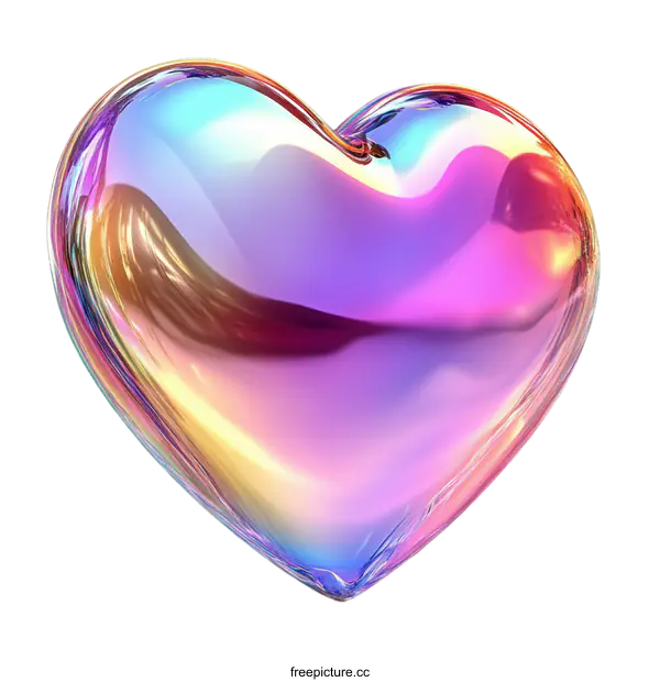 [Transparent Background PNG]Colorful Holographic Heart Shape