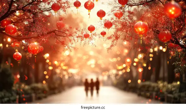 Beautiful Chinese New Year Lantern Festival Evening Scene