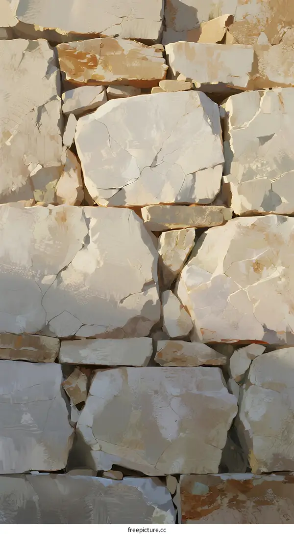 Natural Stone Wall with Irregular Blocks and Textured Surface