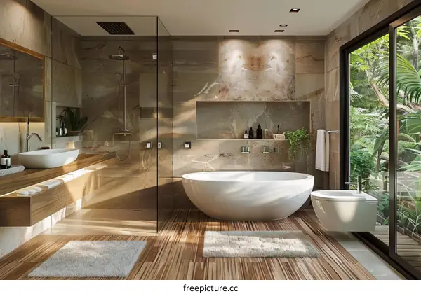 Modern Luxurious Bathroom with Natural Elements