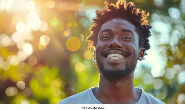 Happy Man with Radiant Smile Outdoors