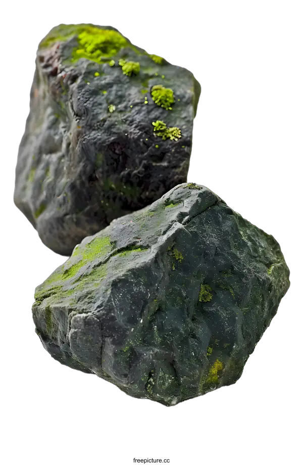 [Transparent Background PNG]Two Rocks With Green Moss