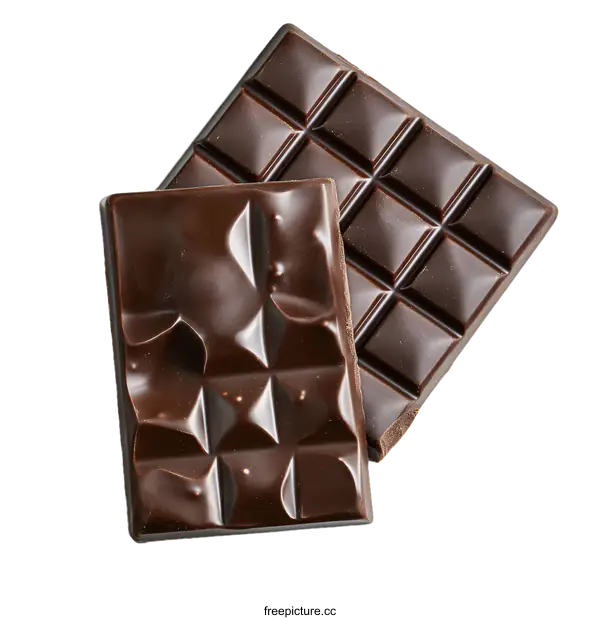 [Transparent Background PNG]Two Dark Chocolate Bar Pieces on White Background