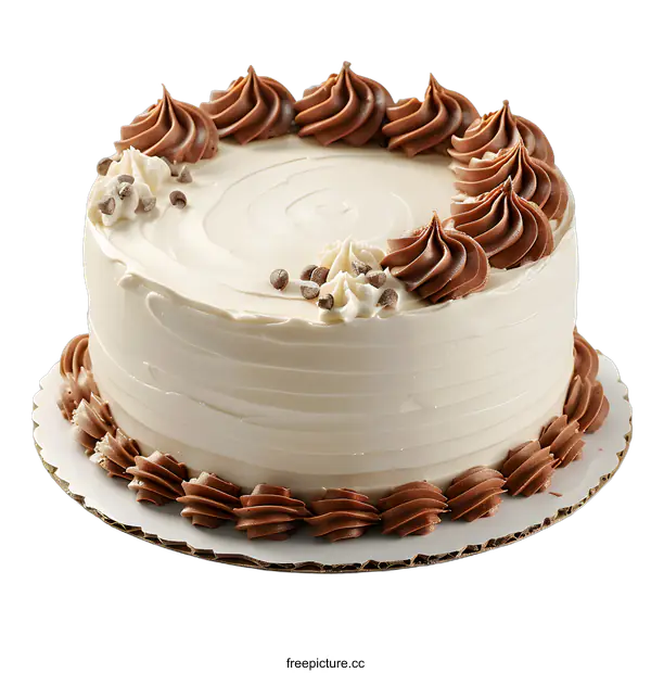 [Transparent Background PNG]A cake with chocolate frosting and mini chocolate chips on top