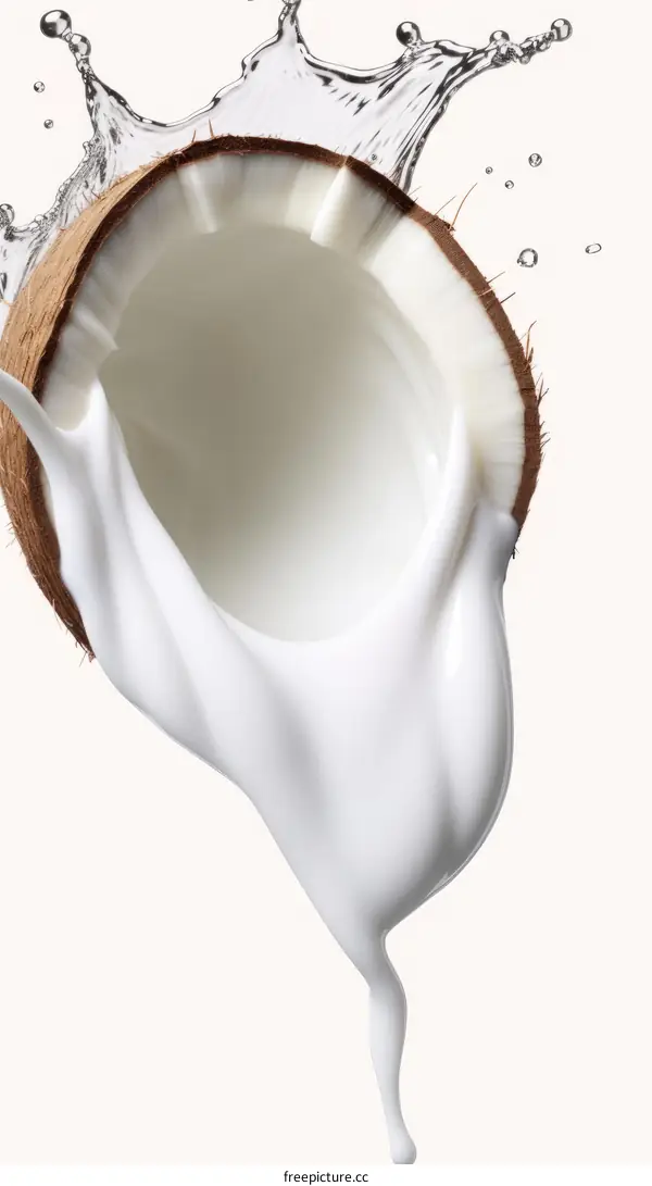 Coconut Milk Splashing from Cracked Coconut