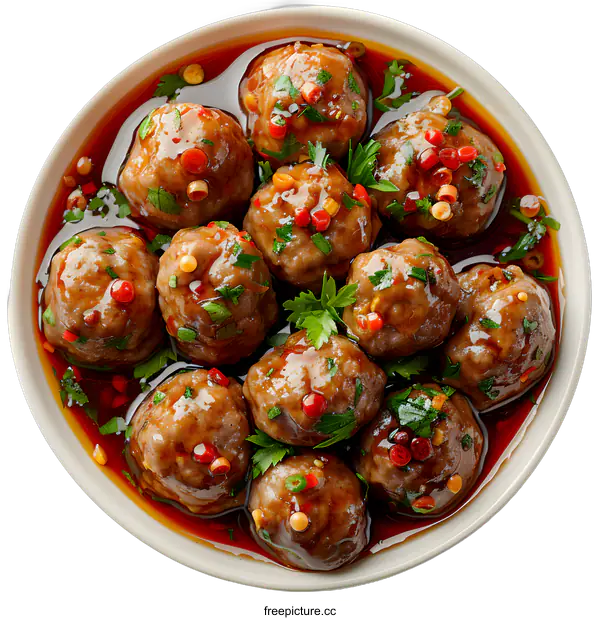 [Transparent Background PNG]Meatballs in sweet and sour sauce