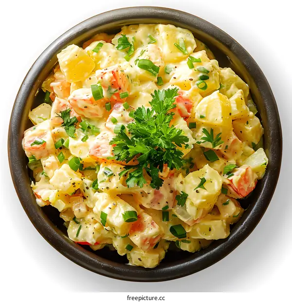 Potato salad with mayonnaise and herbs