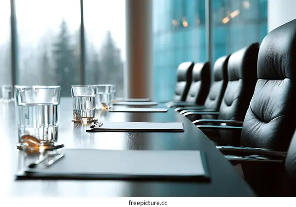 Modern Conference Room Table with Empty Chairs