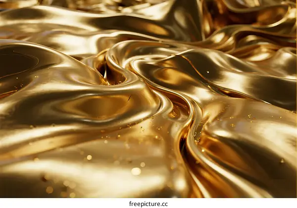 Elegant and Shiny Golden Silk Cloth with Smooth Wrinkles