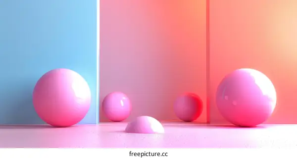 Pink Spherical Composition on Blue and Pink Background