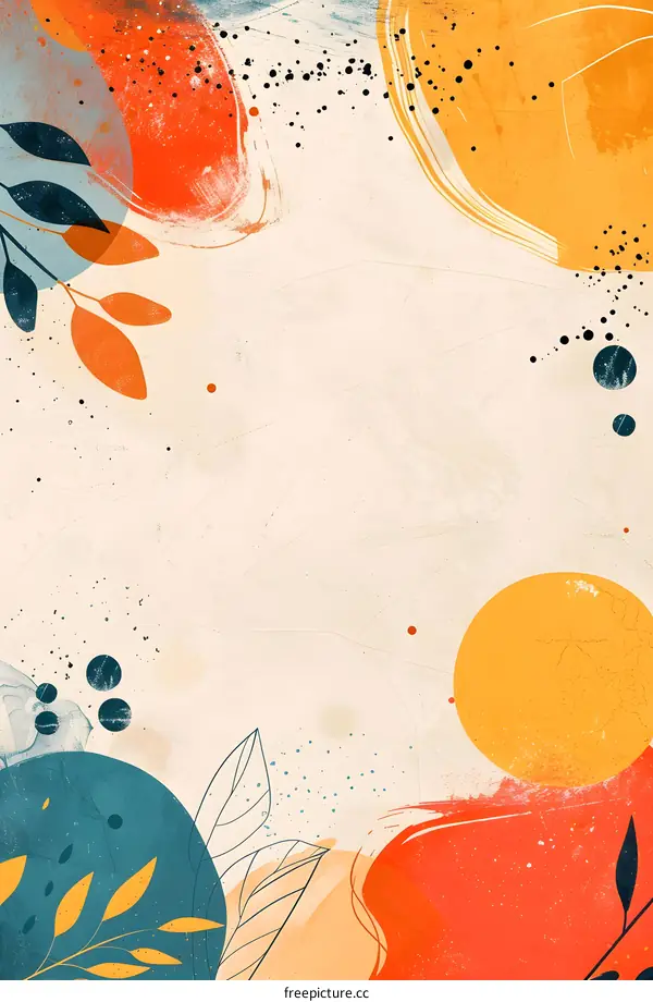 Abstract Artistic Background With Shapes, Lines And Leaves