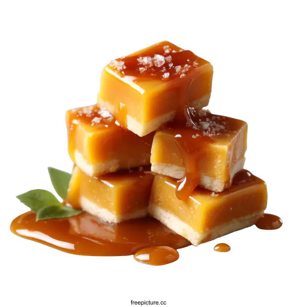 [Transparent Background PNG]Delicious Caramel Squares Stacked