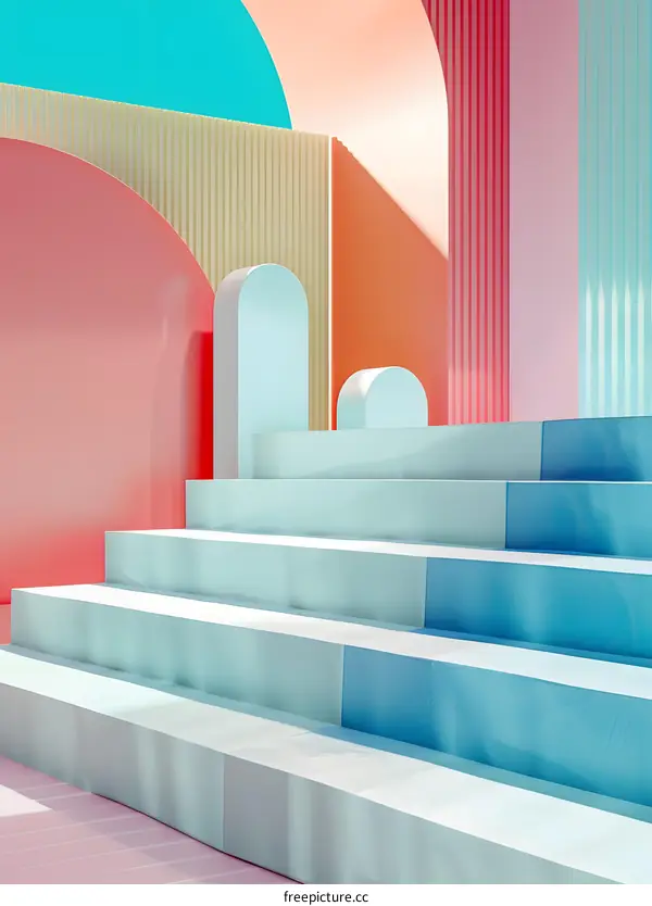 Abstract Minimalist Geometric Shapes with Pastel Colors