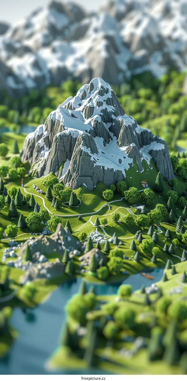 Breathtaking Mountain Landscape with River and Lush Vegetation