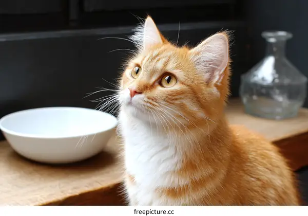 Orange Cat Looking Up at the Table