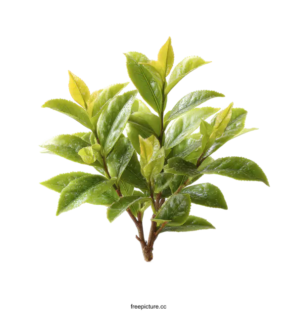 [Transparent Background PNG]Fresh Green Tea Leaves Close-up
