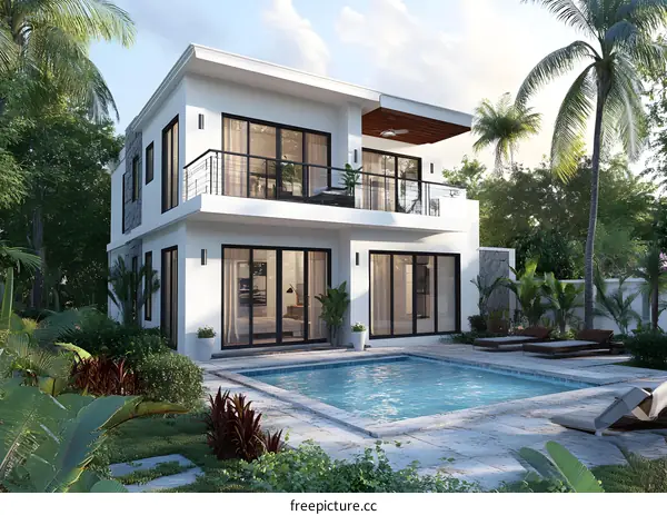 Modern Two Story Home With Swimming Pool