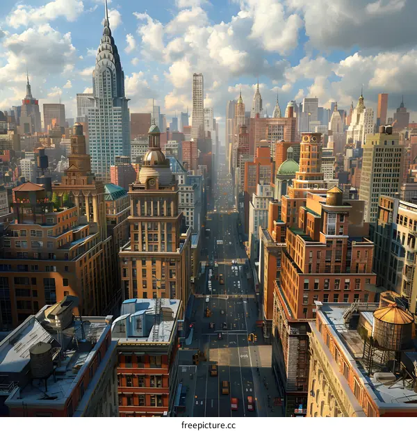 New York City Street with Tall Buildings