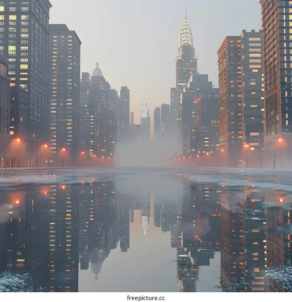 Reflection of New York City Street