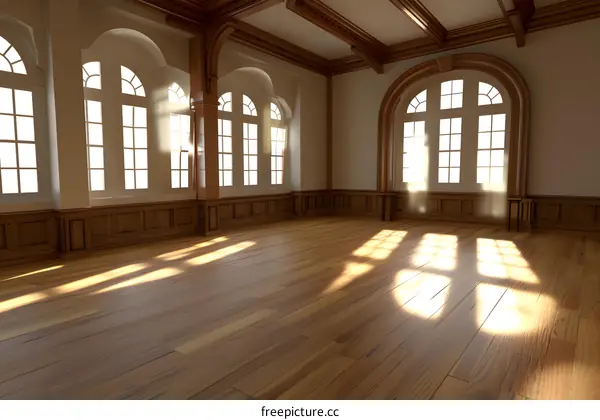 Empty Room with Sunbeams Through Windows