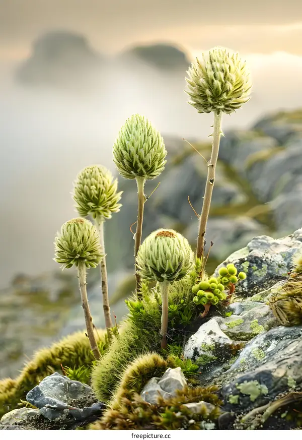Green Flower Buds on Rocky Mountaintop