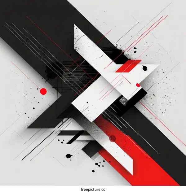 Black red and white geometric shapes composition