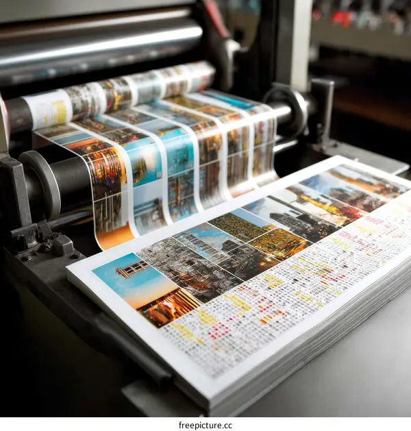 Printing machine with colorful calendar images