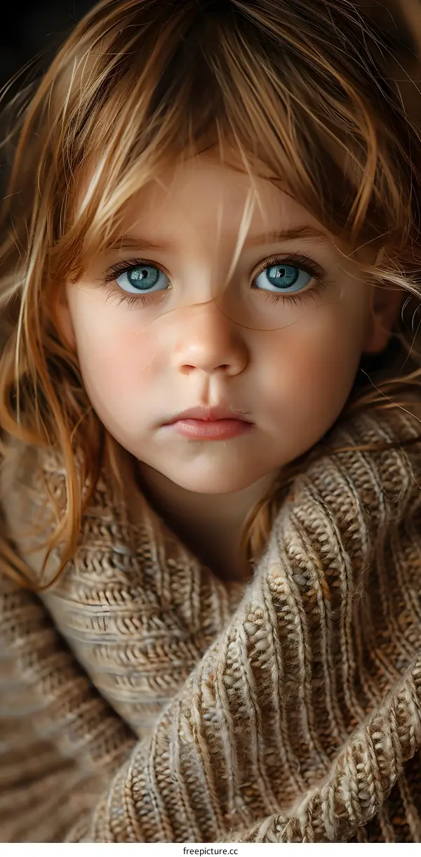 Portrait of a Little Girl with Blue Eyes
