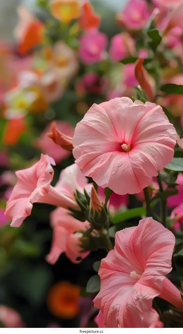 Closeup of Pink Flowers in a Garden