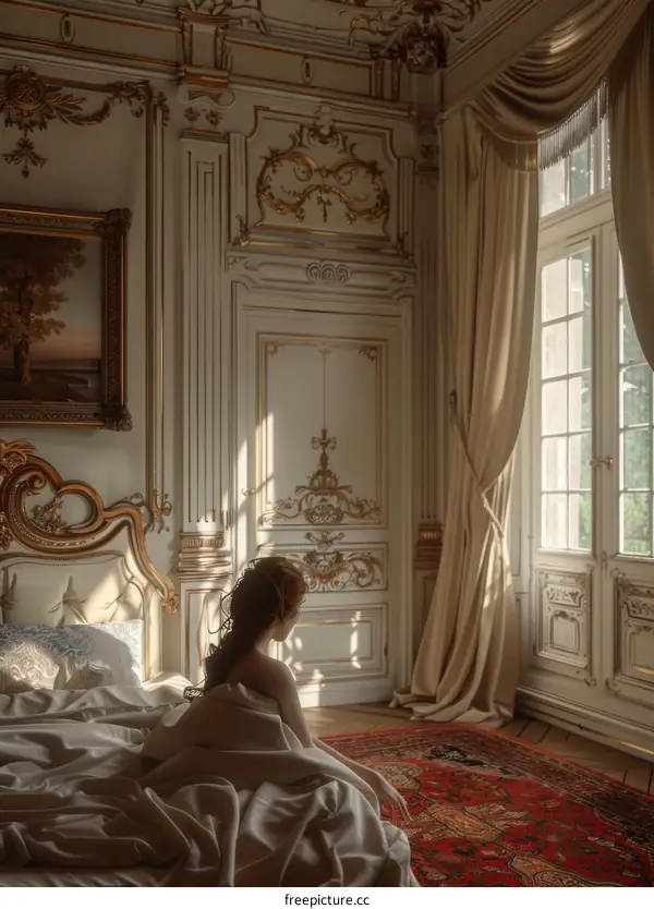 Elegant Vintage Bedroom with a Woman
