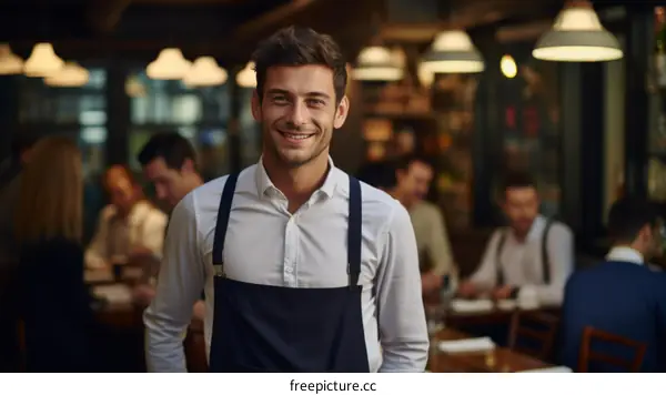 Portrait of a waiter in a restaurant