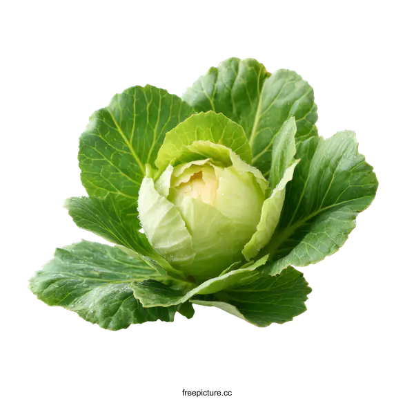 [Transparent Background PNG]Fresh Organic Cabbage Close Up