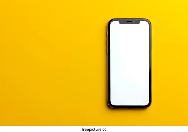 Modern Smartphone Mockup With Blank Screen On Yellow Background