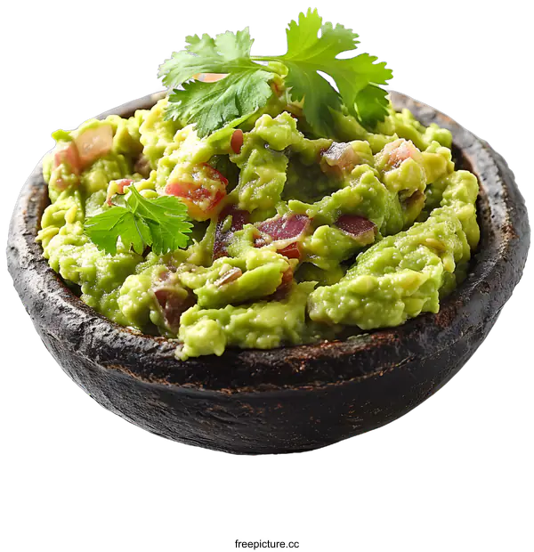 [Transparent Background PNG]Guacamole Dip with Onion and Cilantro