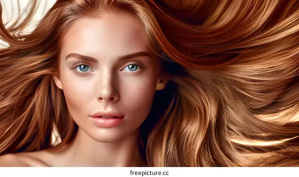 Woman with Long Flowing Red Hair