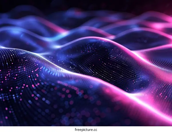 Colorful 3D Futuristic Landscape with Glowing Waves