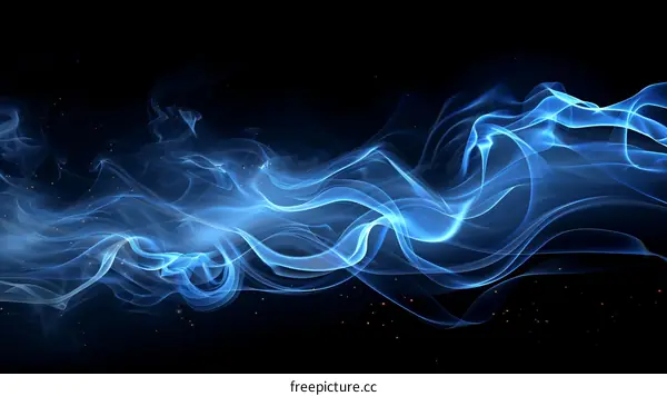 Blue smoke flowing on a black background
