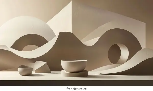 Abstract Geometric Shapes and Pottery Vessels