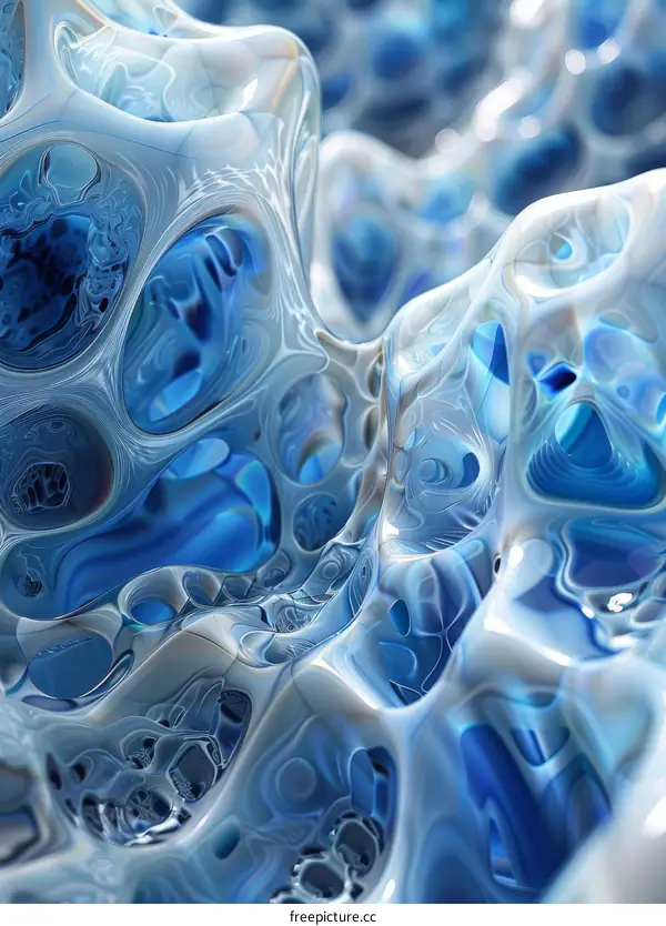Abstract Organic Structure in Blue and White
