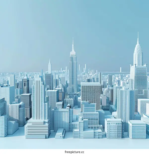 Architecture Model of City in Blue and White Paper