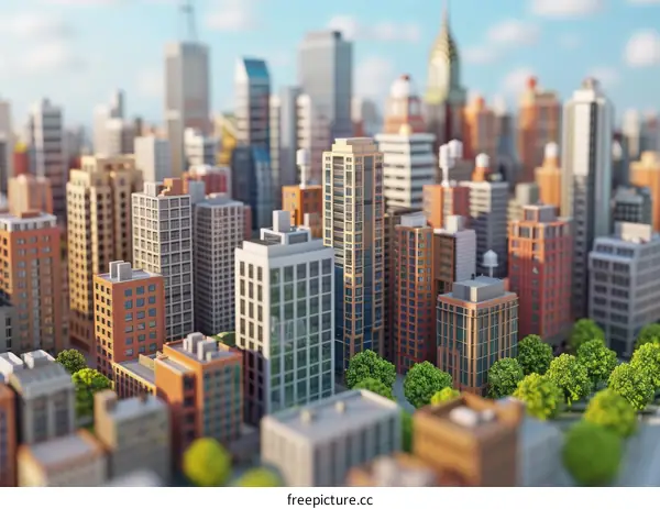Urban City with Tall Buildings