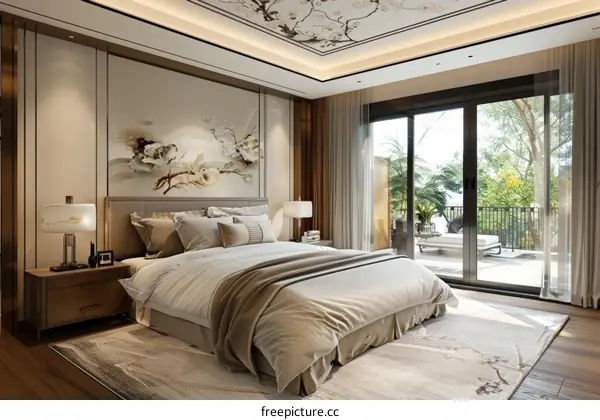Elegant Modern Bedroom Interior Design with Exterior View