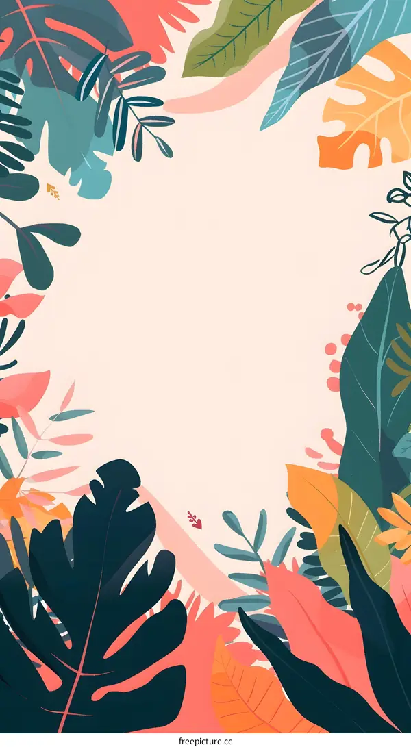 Tropical Leaves Border Frame Background Illustration