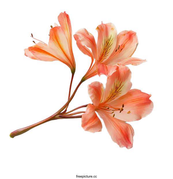 [Transparent Background PNG]Closeup of Orange Alstroemeria Flower on transparent background
