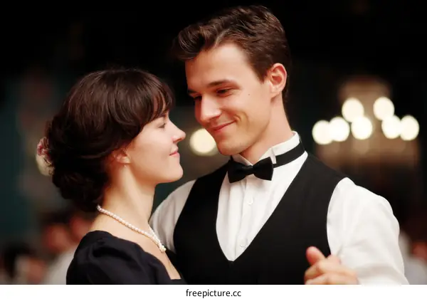 Vintage Couple Dancing at Formal Event