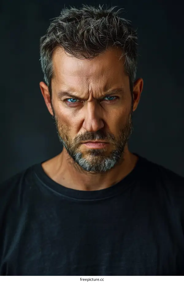 Close-up Portrait of a Serious Man