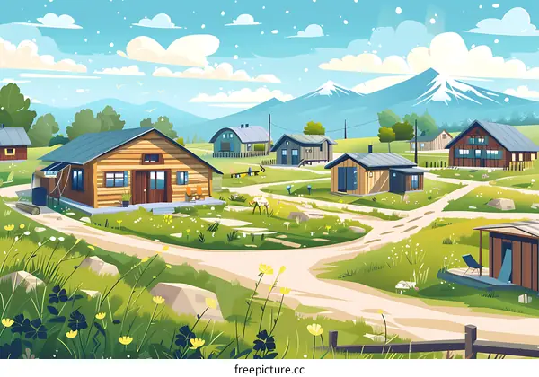 Mountain Village With Houses