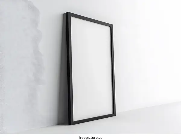 Black Picture Frame Mockup On White Wall