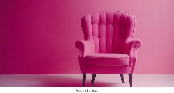 Pink Armchair in Front of a Pink Wall